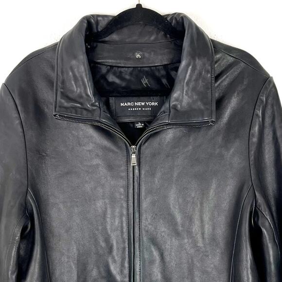 Andrew Marc Mens Black Leather Jacket Lar40 - Picture 6 of 15